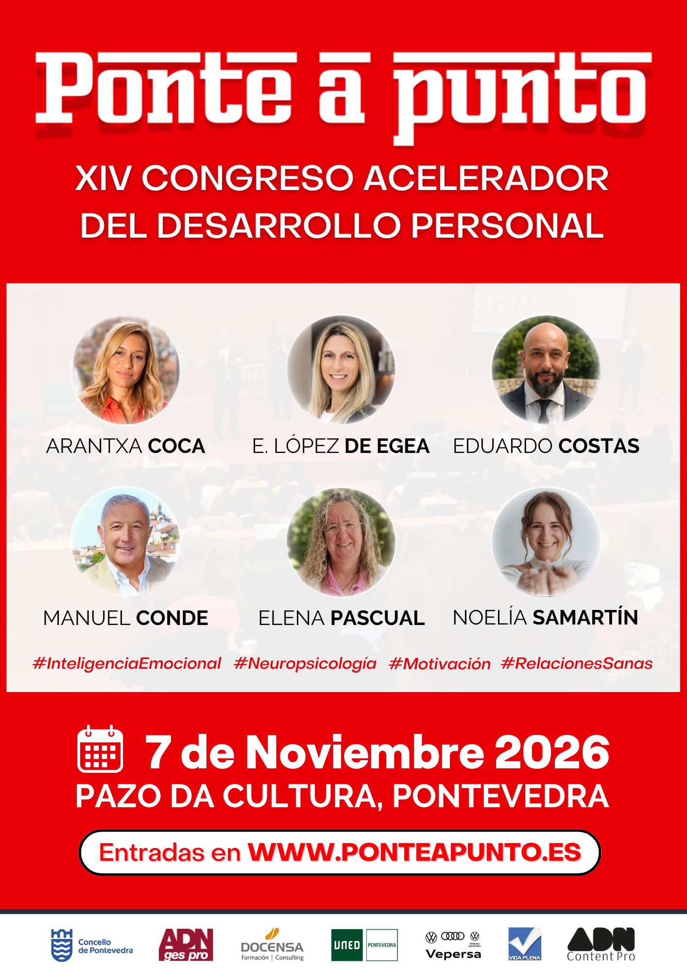 Cartel del XIV Congreso Ponte a Punto, 7 de noviembre de 2026 en el Pazo da Cultura de Pontevedra